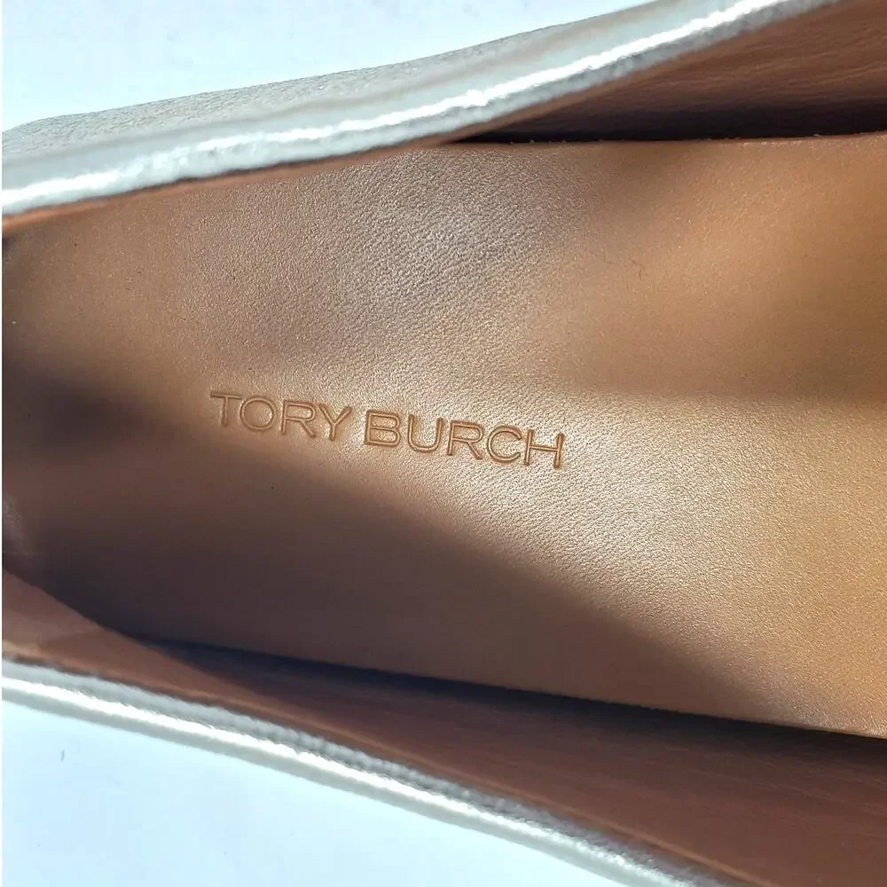 Tory Burch Everly Driver Loafer Flat Metallic Gold Leather 141377 Size US 7.5 M